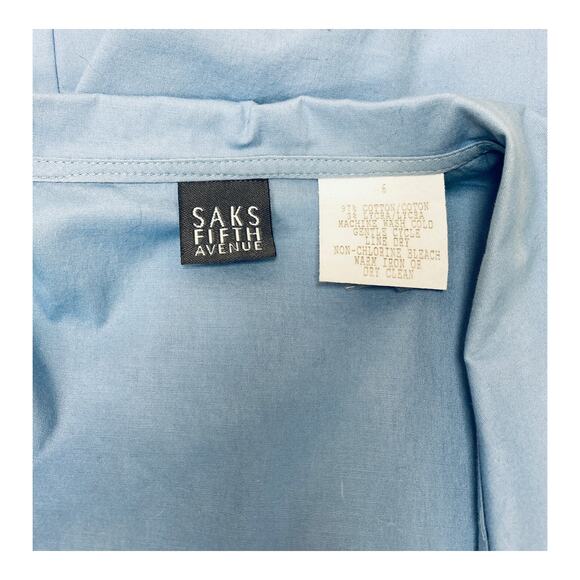 Saks Fifth Avenue Blouse Blue Wrap Tie Top Blue Size 6 - Picture 6 of 6